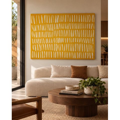 Quadro Abstrato Mostarda Minimalista 50x75