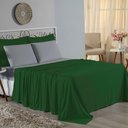 Ver imagem 1 de Jogo de Cama Casal Viúva Nobre 4 Peças Malha 100% Algodão - Verde-bandeira / Cinza