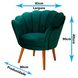 Poltrona Decorativa Pétala de Flor Sala Esmalteria Salão Escritório Veludo Verde - 2