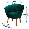 Poltrona Decorativa Pétala de Flor Sala Esmalteria Salão Escritório Veludo Verde - 2