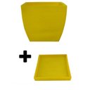 Ver imagem 6 de Kit Vaso Planta + Prato 30x30 Moderno Trapézio Polietileno BGPLASTICOS V8 BEGE CASTANHA 012