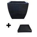 Ver imagem 2 de Kit Vaso Planta + Prato 30x30 Moderno Trapézio Polietileno BGPLASTICOS V8 BEGE CASTANHA 012