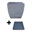 Ver imagem 3 de Kit Vaso Planta + Prato 30x30 Moderno Trapézio Polietileno BGPLASTICOS V8 BEGE CASTANHA 012