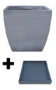 Ver imagem 3 de Kit Vaso Planta + Prato 30x30 Moderno Trapézio Polietileno BGPLASTICOS V8 BEGE CASTANHA 012