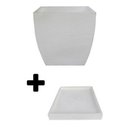 Ver imagem 5 de Kit Vaso Planta + Prato 30x30 Moderno Trapézio Polietileno BGPLASTICOS V8 BEGE CASTANHA 012