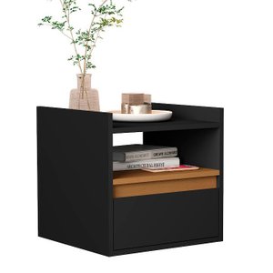 Mesa de Cabeceiras Porta Basculante Cor Preto