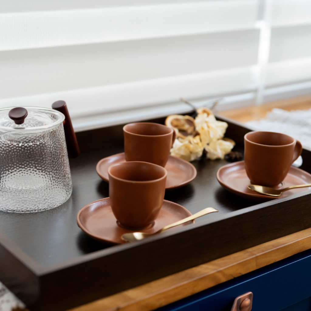 Xícara para Café com Pires em Cerâmica Terrakotta 100ml Porto Brasil - 6