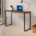 Ver imagem 1 de Escrivaninha Aparador 1,20m Industrial Pé Ferro Preto Tampo Canela Home Office Escritório - Canela