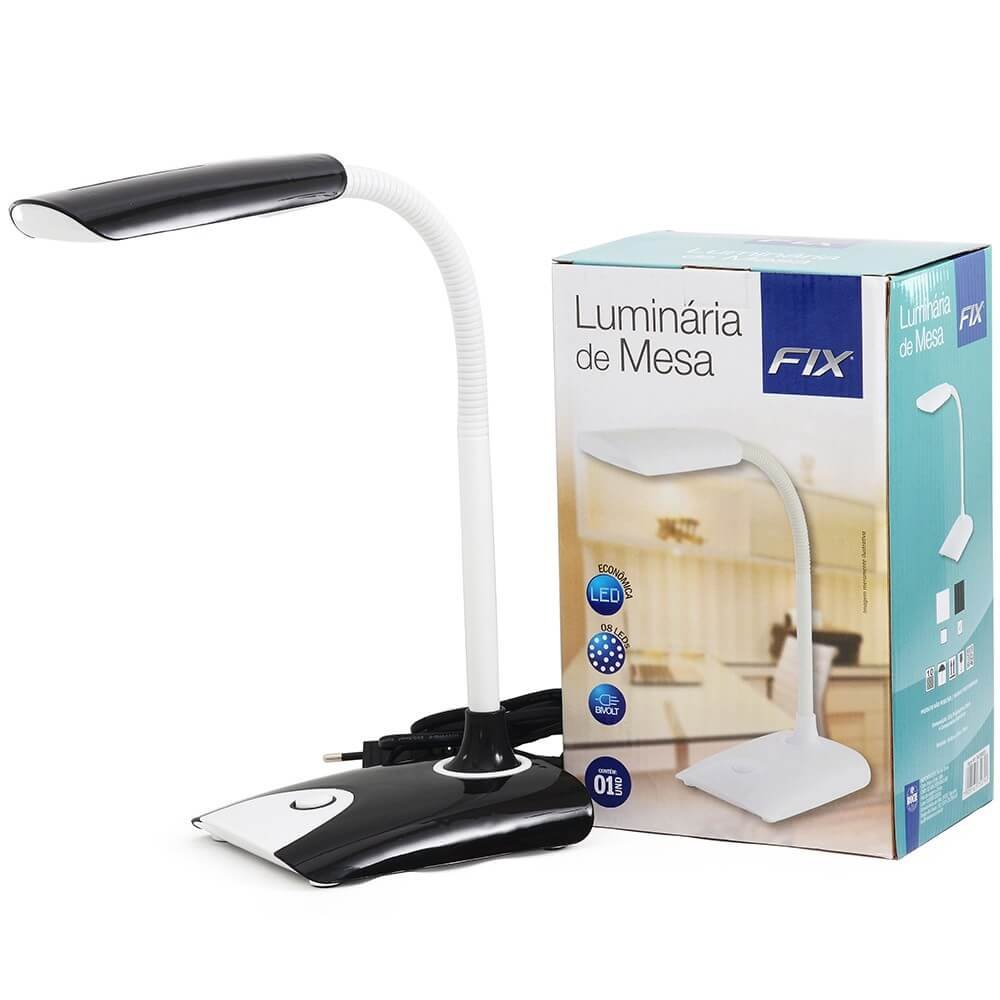 Luminaria de Mesa Para Leitura Estudar Led Haste Flex FX3 | MadeiraMadeira