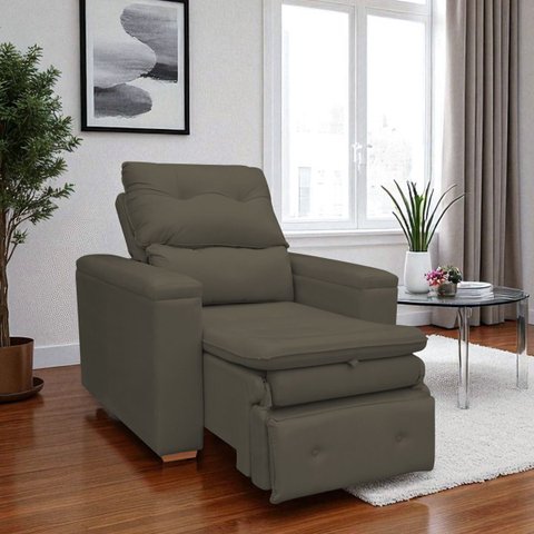 Poltrona do Papai Confortável Retrátil Reclinável Suede Srj:capuccino