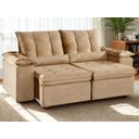 Ver imagem 1 de Sofa Colorado Retratil e Reclinavel 2,30 Metros Fernandes Estofados Cor Veludo Bege