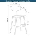 Ver imagem 2 de Kit 2 Banquetas Baixas Analu Assento PP Preto Encosto Base Aço 89cm Rivatti Móveis
