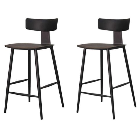 Kit 2 Banquetas Baixas Analu Assento PP Preto Encosto Base Aço 89cm Rivatti Móveis