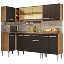 Ver imagem 3 de Armário de Cozinha Completa de Canto 293cm Rustic/Preto Emilly Play Madesa 04