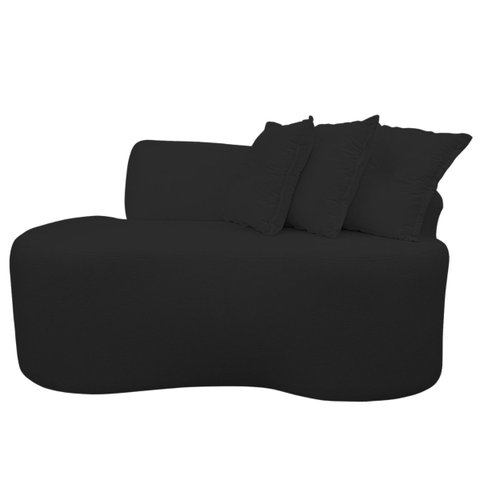Sofá Curvo 2 Lugares 145cm Orgânico Bouclé Divã Lado Direito Cor:preto