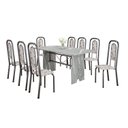 Ver imagem 2 de Conjunto Sala de Jantar com 8 Cadeiras Lara Prata/Arabesco