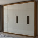 Ver imagem 1 de Guarda-roupa Casal Coliseu 6 Portas 4 Gavetas Cinamomo/off White - Panorama Móveis