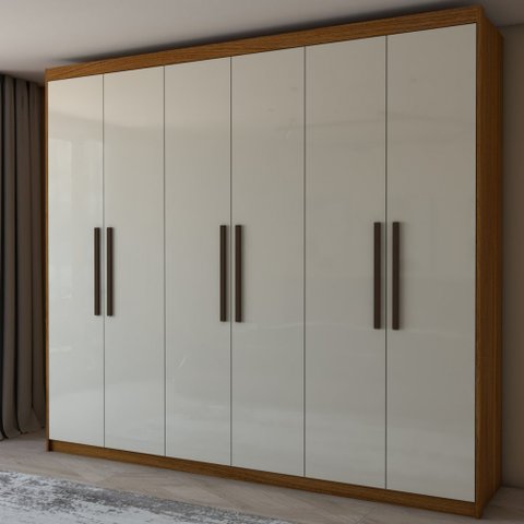 Guarda-roupa Casal Coliseu 6 Portas 4 Gavetas Cinamomo/off White - Panorama Móveis
