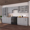 Ver imagem 1 de Armário de Cozinha Modulada Completa Fidelitá Nara 100% MDF 6 Peças 360cm 16 Portas 2 Gavetas com