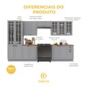 Ver imagem 5 de Armário de Cozinha Modulada Completa Fidelitá Nara 100% MDF 6 Peças 360cm 16 Portas 2 Gavetas com