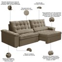Ver imagem 3 de Sofá Retrátil Reclinável para Sala 4 Lugares 290cm Maresi F04 Veludo Marrom Claro - Lyam Decor