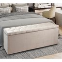 Ver imagem 2 de Calçadeira Recamier Baú Solteiro 0,90m Madrid Suede Bege - Pallazio