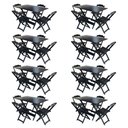 Ver imagem 1 de Kit 8 Conjuntos De Mesa Com 4 Cadeiras De Madeira Dobravel 120X70 Preto - Preto