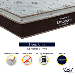 Cama Box Baú Solteiro Bege e Colchão Sleep King Molas Ensacadas Ortobom - 2