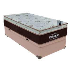 Cama Box Baú Solteiro Bege e Colchão Sleep King Molas Ensacadas Ortobom