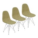 Ver imagem 1 de Kit 3 Cadeiras Charles Eames Botonê Eiffel Base Metal Cromado - Bege
