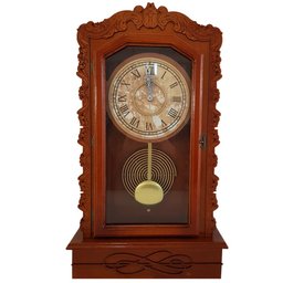 Relógio de Parede Antigo em Madeira com Pêndulo Decoração Am - 1
