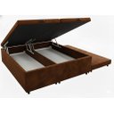 Ver imagem 2 de Cama Box Bau Queen Bipartido C/ Cama Auxiliar Suede 47x158x198 - Santo Box:marrom