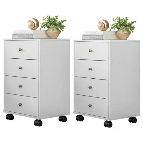 Kit Com 02 Mesa De Cabeceira Presence 9070 Branco Demobile B