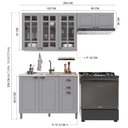 Ver imagem 3 de Cozinha Modulada 3 Peças Balcão sem Tampo Armário Aéreo com Vidro 100% MDF Bari Cinza/Titanio Fosco