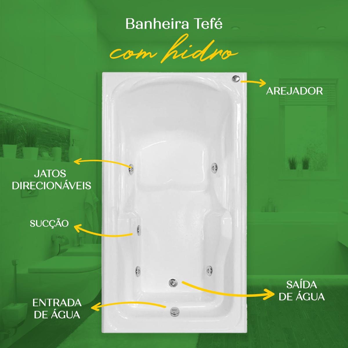 Banheira Retangular Tefé com Hidro - 4