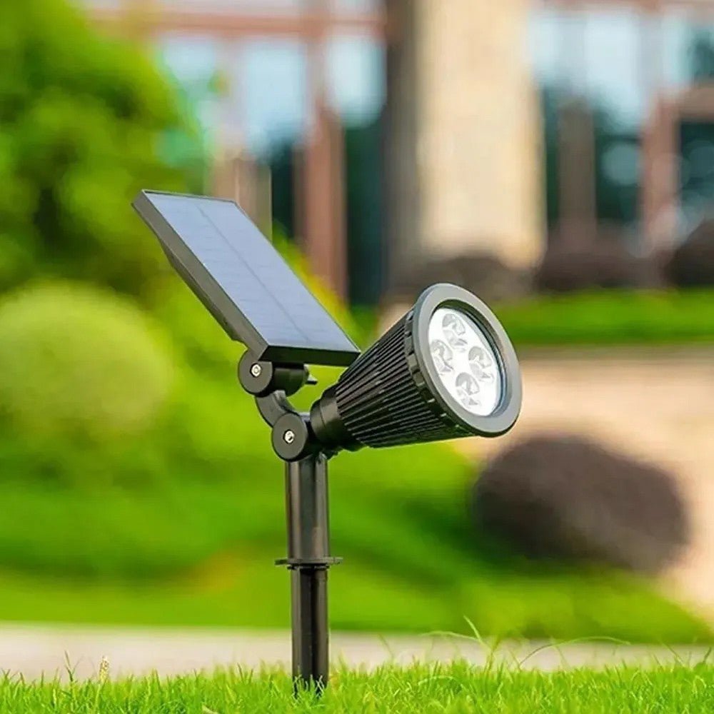 Luminária Solar Espeto 7 LEDs Kit 4 Unid Jardim Automatico Placa Bateria Branco Quente - 5