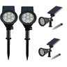 Luminária Solar Espeto 7 LEDs Kit 4 Unid Jardim Automatico Placa Bateria Branco Quente - 1