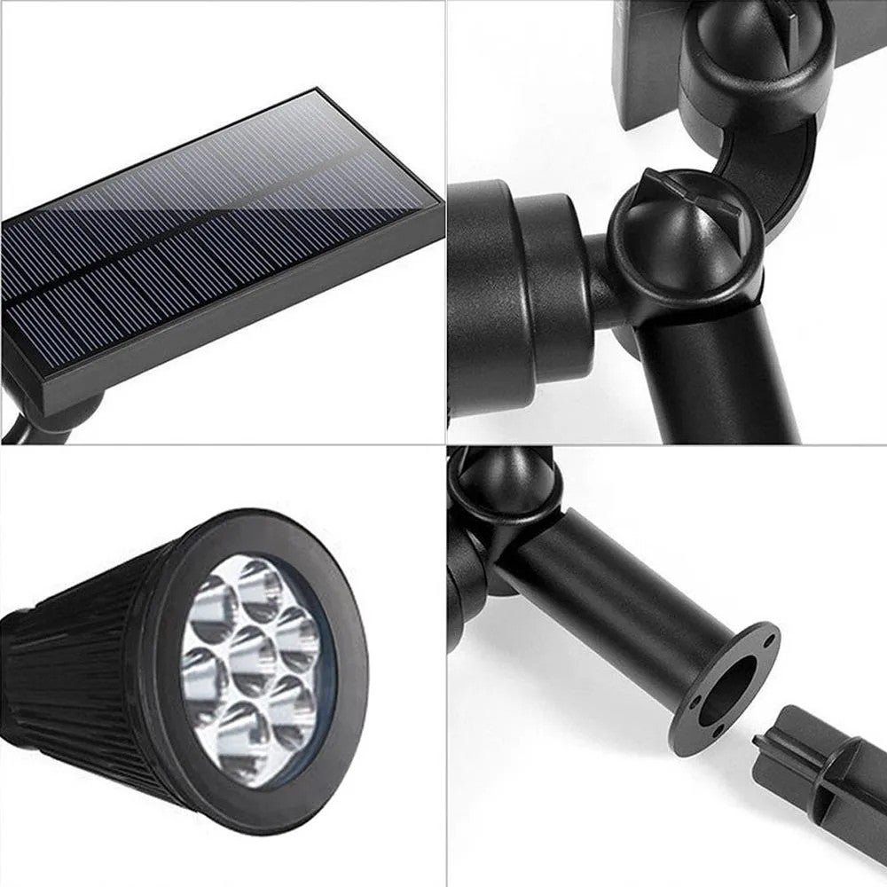 Luminária Solar Espeto 7 LEDs Kit 4 Unid Jardim Automatico Placa Bateria Branco Quente - 6