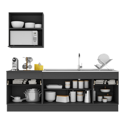 Armário de Cozinha Compacta com Rodapé Veneza Multimóveis Mp2110.895 Preto - 6