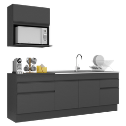 Armário de Cozinha Compacta com Rodapé Veneza Multimóveis Mp2110.895 Preto - 3