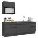 Ver imagem 3 de Armário de Cozinha Compacta com Rodapé Veneza Multimóveis Mp2110.895 Preto