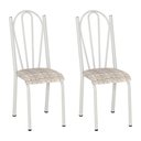 Ver imagem 1 de Kit 2 Cadeiras de Cozinha Alasca Estampado Rattan Pés de Ferro Branco - Pallazio
