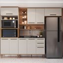 Ver imagem 1 de Cozinha Modulada 4 Peças com Torre Quente para 2 Fornos Nicho Decorativo Isabelle Bege/Freijó/Arenas
