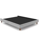 Ver imagem 1 de Cama Queen Base Box Pés Madeira 160cm Suném P05 Veludo Cinza Bouclê Cru - Lyam Decor