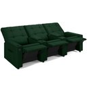 Ver imagem 3 de Poltrona Reclinável para Cinema Parma 3 Lugares Baú Usb Veludo Verde Fh1 - D'Rossi