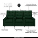 Ver imagem 7 de Poltrona Reclinável para Cinema Parma 3 Lugares Baú Usb Veludo Verde Fh1 - D'Rossi