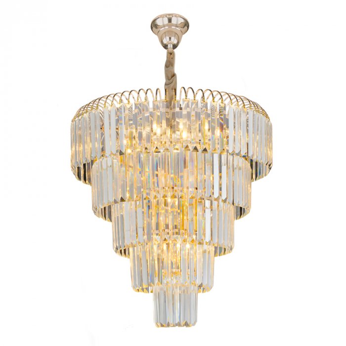 LUSTRE VERSAILLES CRISTAL + CHAMPANHE E DOURADO H/12 HEVVY