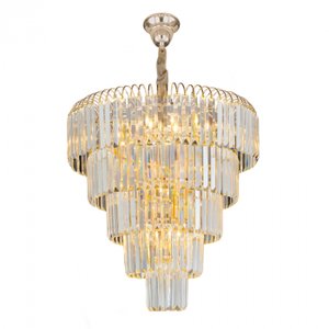 LUSTRE VERSAILLES CRISTAL + CHAMPANHE E DOURADO H/12 HEVVY