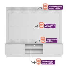 Home Guararapes para Tv 75'' com Led Nature/off White Linea - 9 Home Guararapes para Tv 75'' com Led Nature/off White Linea - 9