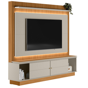 Home Guararapes para Tv 75'' com Led Nature/off White Linea